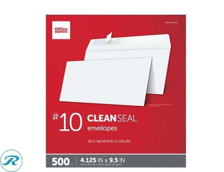 Office Depot® Brand: Envelopes, 4-1/8" x 9-1/2", Clean Seal, White, Box Of 500- New; Office Depot® Brand :10" x 13" Catalog Envelopes, Gummed Seal, White, Box Of 250- New - Roller Auctions