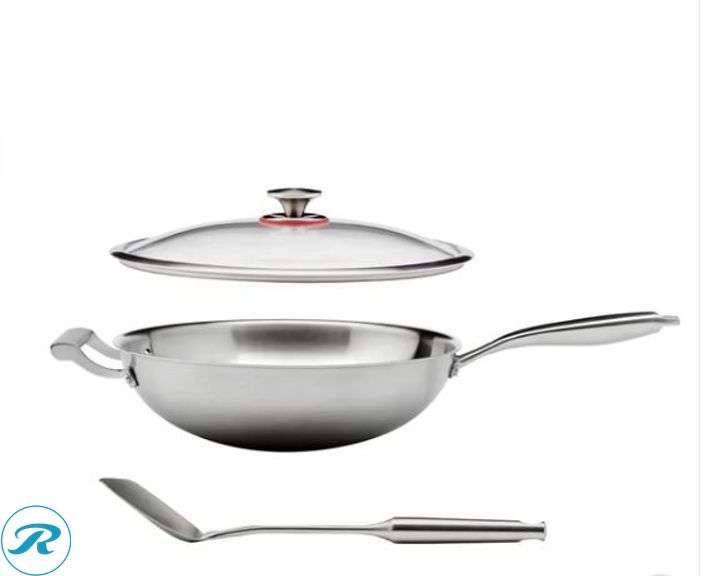 Kirkland Signature: Hard Anodized Skillets 3-piece- Like New; MiU: Stainless Steel Wok- Like New - Roller Auctions