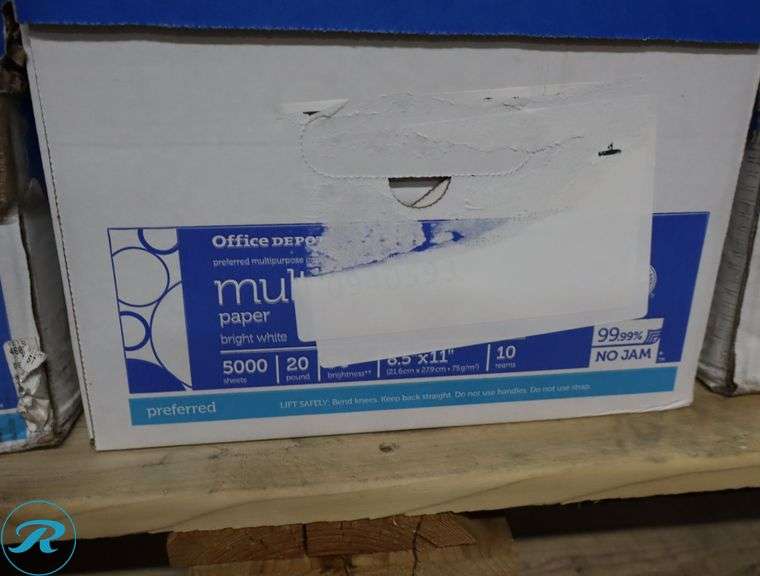 (5) Office Depot Multi Purpose Printer Paper, Assorted Sizes, 92 Brightness, 20 Pounds - New/Damaged Box/Few Damaged - Roller Auctions