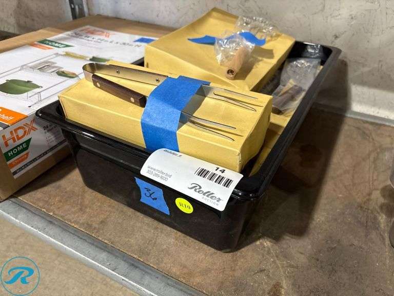 Plastic Tub with Assorted Light Duty Utensils