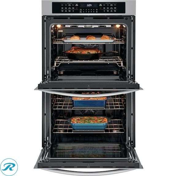(1) New- Frigidaire Gallery 30 inch Double Electric Wall Oven with Self + Steam Cleaning ( Fingerprint Resistant Stainless Steel ) - Roller Auctions