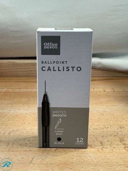 (20) Office Depot® Brand:  Callisto Retractable Gel Ink Pens,Black Ink, 12ct Pens- New - Roller Auctions