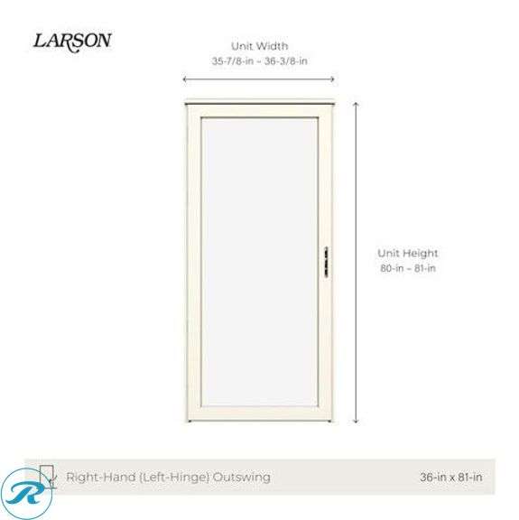 (1) New- LARSON Platinum Fullview 36-in x 81-in Black Aluminum Right-hand Outswing/Left Hinge Storm Door Full-view with Interchangeable Screen ( No handle ) - Roller Auctions