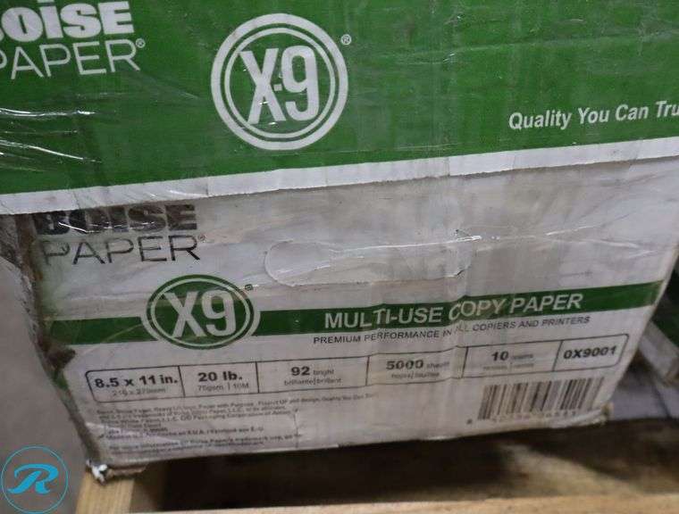 (3) Boise Paper X9 - 5000pc Per Case, 8.5" x 11", 92 Brightness, 20 Pounds - New/Damaged Box/Few Damaged - Roller Auctions