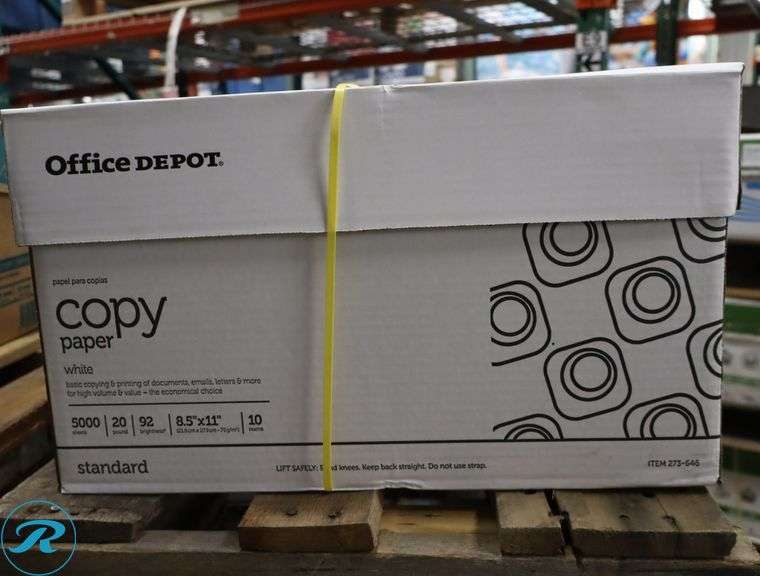 (3) Office Depot Copy Paper 5000pc Per Case, 8.5" x 11", 92 Brightness, 20 Pounds - New/Damaged Box/Few Damaged - Roller Auctions