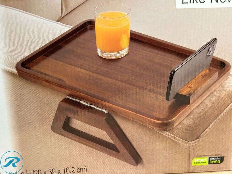 (3) Smart Design Acacia Armrest Tray - New - (1) New/ (2) Like New - Roller Auctions