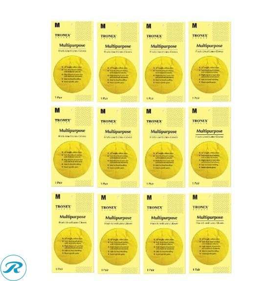 (2) Tronex Multipurpose Flock-Lined Latex Gloves, Medium, Yellow, 24 Per Pack, Case Of 12 Packs - Roller Auctions