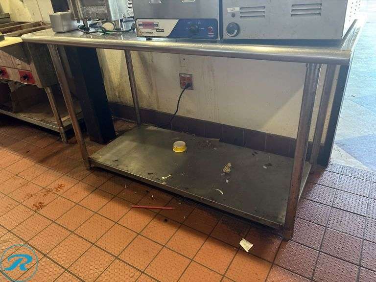 Stainless Steel Prep Table,  60” x 30”  (Missing Adjustable Feet)