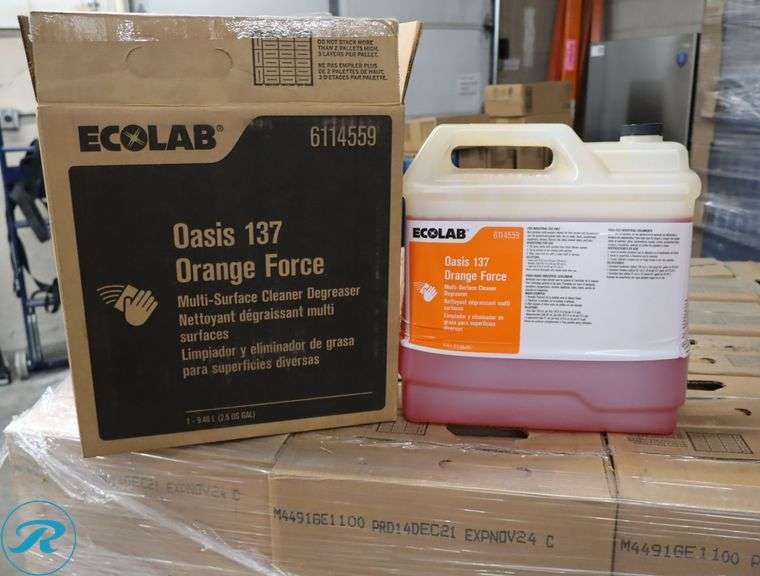 (21) EcoLab Oasis 137 Orange Force Multi-Surface Cleaner/Degreaser, Expired 11/2024 - New - Roller Auctions