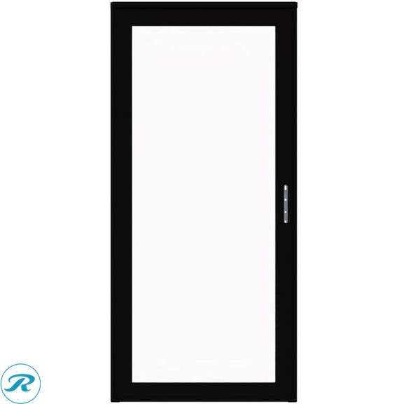 (1) New- LARSON Platinum Fullview 36-in x 81-in Black Aluminum Right-hand Outswing/Left Hinge Storm Door Full-view with Interchangeable Screen ( No handle ) - Roller Auctions