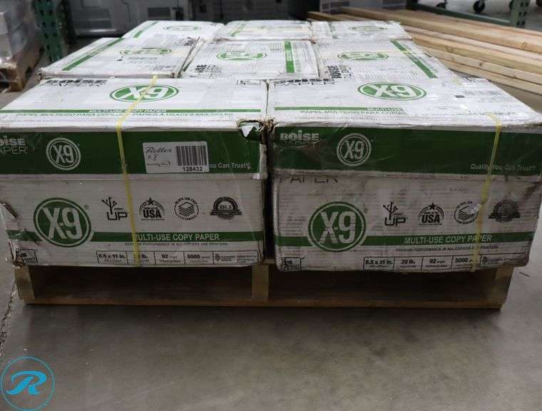 (8) Boise Paper X9 - 5000pc Per Case, 8.5" x 11", 92 Brightness, 20 Pounds - New/Damaged Box/Few Damaged - Roller Auctions
