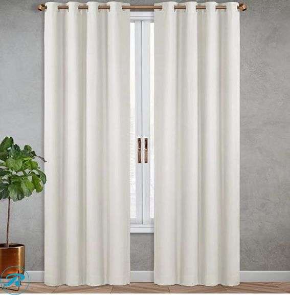 SunBlk: Maxwell Total Blackout Window Curtains, 52” x 84”, 2-piece Set, Ivory- Like New; SunBlk: Maxwell Total Blackout Window Curtains, 52” x 84”, 2-piece Set,Grey-New