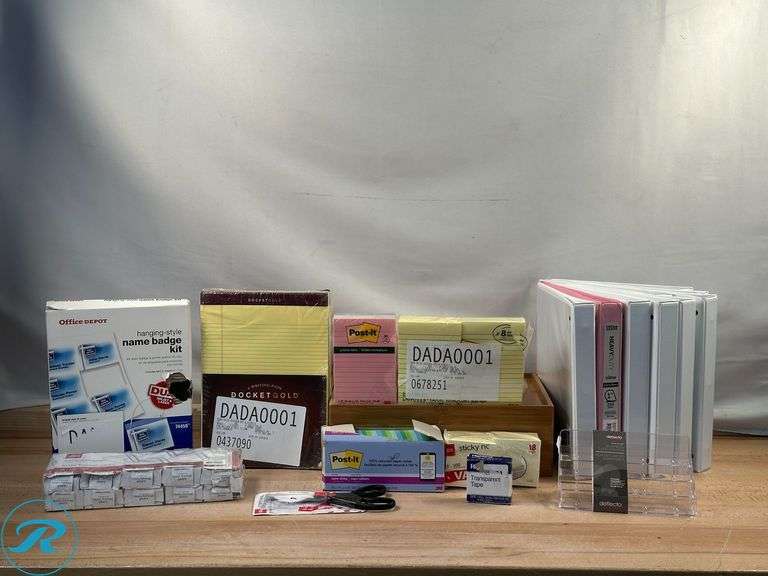 (19) Assorted Office Supplies- New/ Binders Have Travel Damage