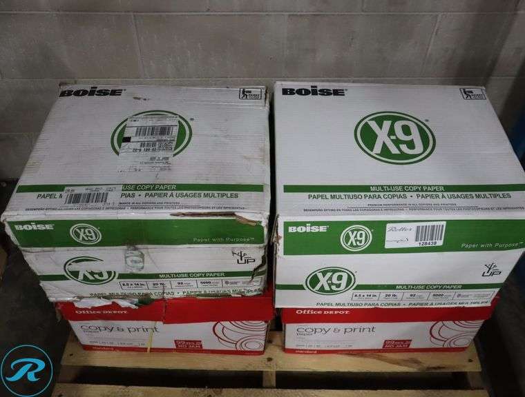 (4) Assorted, Legal Size 5000pc Per Case, 8.5" x 14", 92 Brightness, 20 Pounds - New/Damaged Box/Few Damaged - Roller Auctions