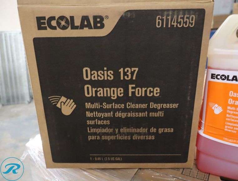 (21) EcoLab Oasis 137 Orange Force Multi-Surface Cleaner/Degreaser, Expired 11/2024 - New - Roller Auctions