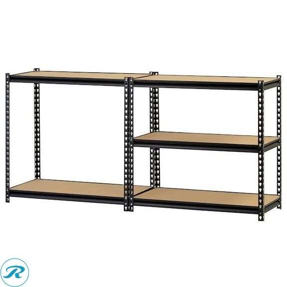 (1) New- Muscle Rack 5 -Tier Heavy Duty Black Metal Utility shelving unit ( 36-in W x 18-in D x 72-in H ) - Roller Auctions