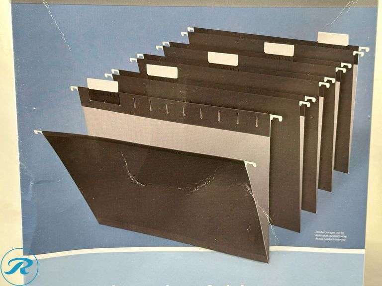 (8) Office Depot® Brand Hanging File Folders, 1/5-Cut, Letter Size, Black, Pack Of 25 Folders- New/ Damaged Boxes - Roller Auctions