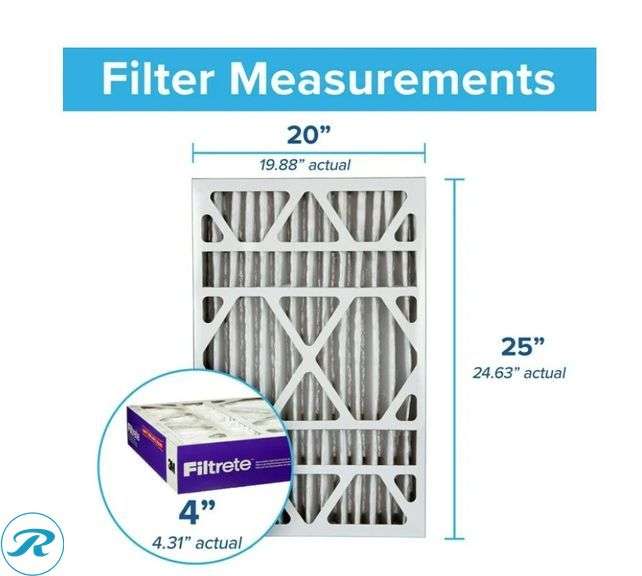Filtrete: 20x25x4 HVAC Furnace Air Filter, MPR 1550 MERV 12, Ultra Allergen Reduction, 2 Pack- New - Roller Auctions