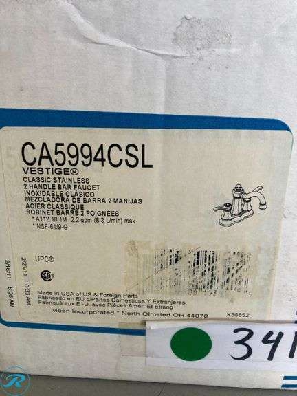 (1) New- Vestige Stainless Two Handle High Arc bar Faucet - Roller Auctions