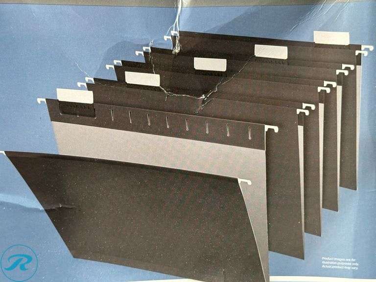 (15) Office Depot® Brand Hanging File Folders, 1/5-Cut, Letter Size, Black, Pack Of 25 Folders- New/ Damaged Boxes - Roller Auctions