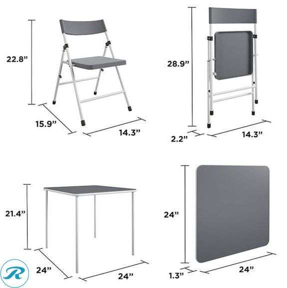 (1) New- Cosco 24-in x 24-in 3 -Piece Indoor Steel Folding kids table and chair set - Roller Auctions