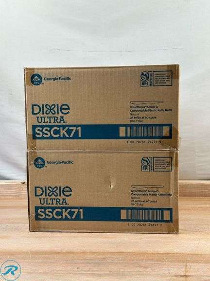 (2) Dixie Ultra SmartStock Series O Compostable Cutlery Knives, 24 refill at 40 count, 960ct- New - Roller Auctions
