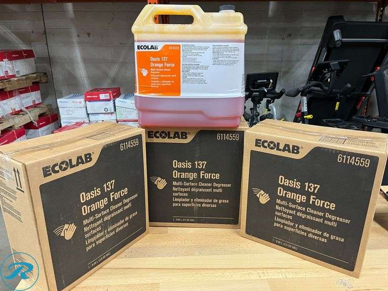 (4) EcoLab Oasis 137 Orange Force Multi-Surface Cleaner/Degreaser, Expired 11/2024 - New - Roller Auctions