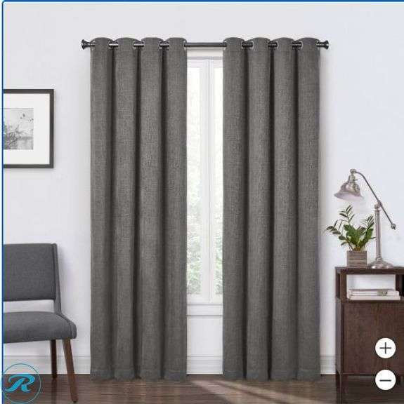 SunBlk: Maxwell Total Blackout Window Curtains, 52” x 84”, 2-piece Set, Ivory- Like New; SunBlk: Maxwell Total Blackout Window Curtains, 52” x 84”, 2-piece Set,Grey-New - Roller Auctions