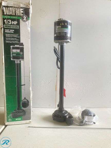 (1) New- Wayne Sump Pump 1/3 HP 4080 gallons cast iron pedestal - Roller Auctions