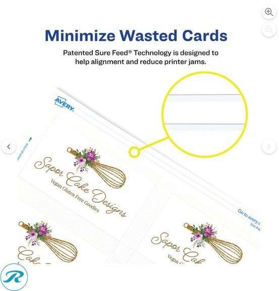 Avery: Clean Edge Printable Business Cards With Sure Feed Technology for Laser Printers, 2" x 3.5", White, 2,000 Blank Cards- New - Roller Auctions