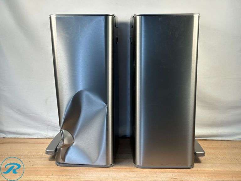 (2) Kohler 47L Step Trash Can - New - (1) Heavily Dented, (1) Small Dent - Roller Auctions