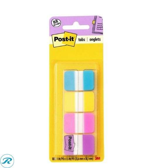 (12) Post-it® Tabs, 1 in. x 1.5 in., 1 Pack, 88 Tabs/Pack, Assorted Colors- New - Roller Auctions
