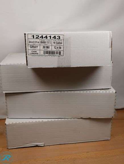 (4) 24 X 31 High Density Can Liner 16 Gallon, .50mil, 500 Bags Per Case - New - Roller Auctions