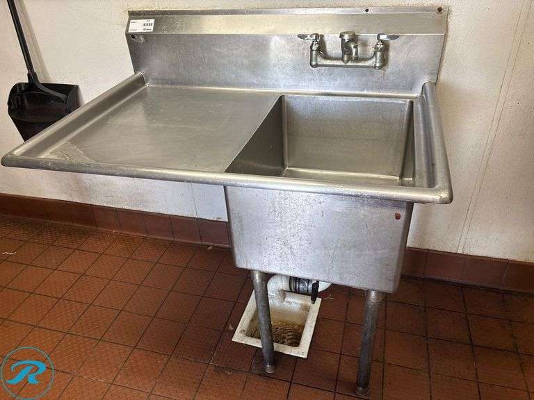 Stainless Steel Sink With Right Side Drain Board and Faucet, 30in W x 45in L