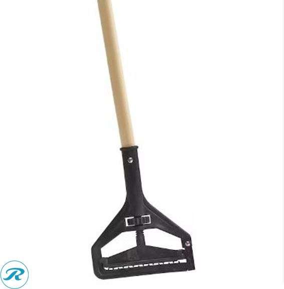 Globe Commercial Products: Synthetic Wet Mop- Looped End Refill, 12ct, Blue- New; (3) Natural Wood Mop Handle, Black Tip- New - Roller Auctions