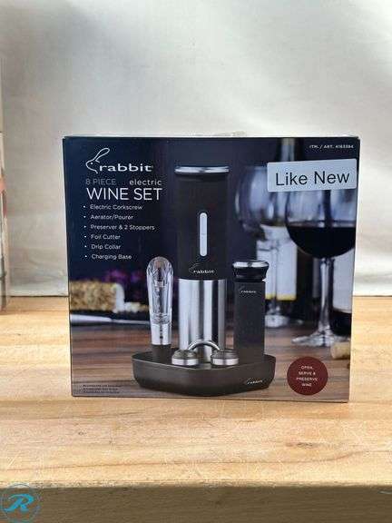 (2) Rabbit: 5-Piece Wine Aerator & Corkscrew Set- Like New; Rabbit: 8-Piece Electric Wine Set- Like New - Roller Auctions