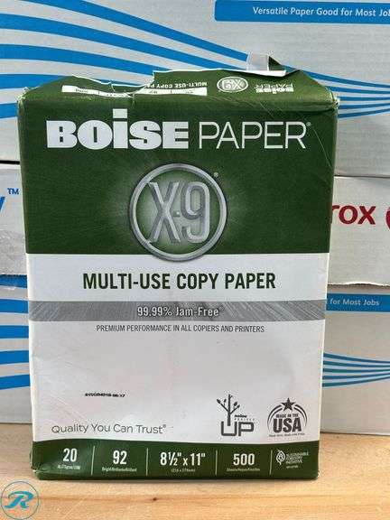 (3) Boise® X-9® Multi-Use Printer & Copy Paper, 10 Reams, White, Letter (8.5" x 11"), 5000 Sheets Per Case, 20 Lb, 92 Brightness- New/ Not Original Packaging/ Some Missing - Roller Auctions