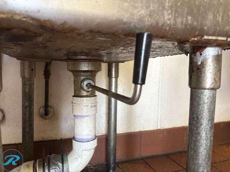 Stainless Steel Sink With Right Side Drain Board and Faucet, 30in W x 45in L - Roller Auctions