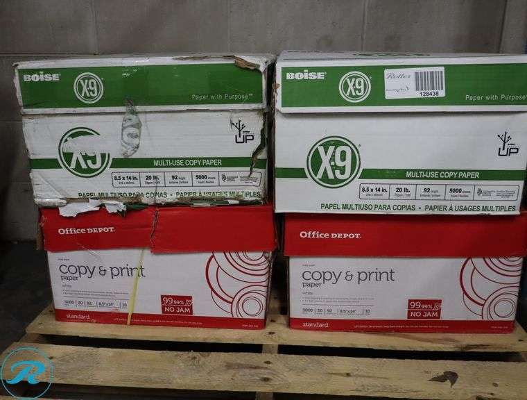 (4) Assorted, Legal Size 5000pc Per Case, 8.5" x 14", 92 Brightness, 20 Pounds - New/Damaged Box/Few Damaged - Roller Auctions