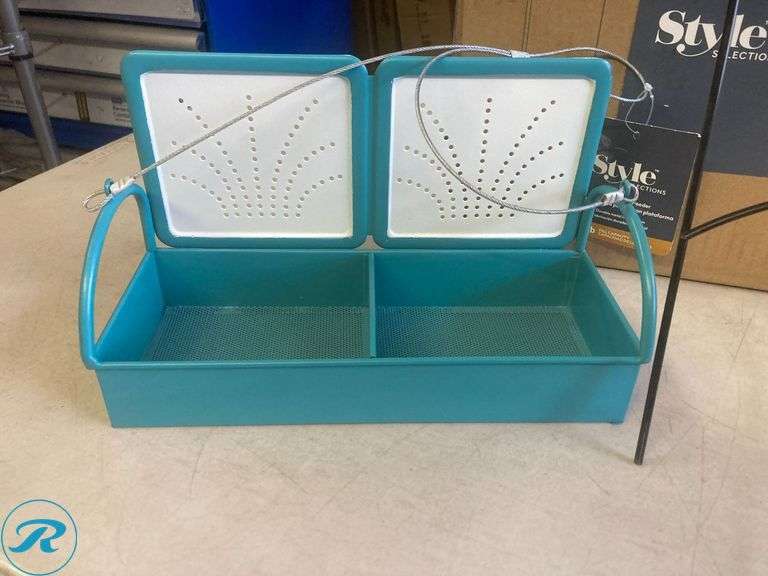 Assorted garden Supplies includes bird feeder, hooks fire ring, planter, vertical garden, power stake fence screen (see photos) - Roller Auctions