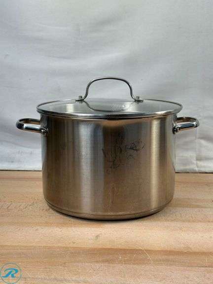 The Original Green Pan: 8qt Stock Pot- Used; The Original Green Pan: 3pc Fry Pan Set- Used; GraniteStone- 2pc Fry Pan Set- Used - Roller Auctions