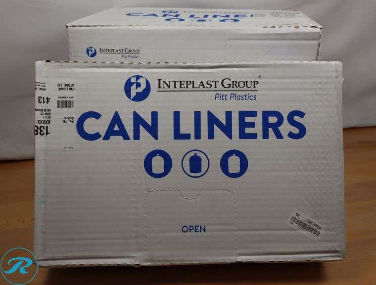 (4) Shark Skin Linear Low Density Can Liners, 60gal, 1.1 mil, 38 x 58, Gray (Case of 100) , RX653XG - New - Roller Auctions