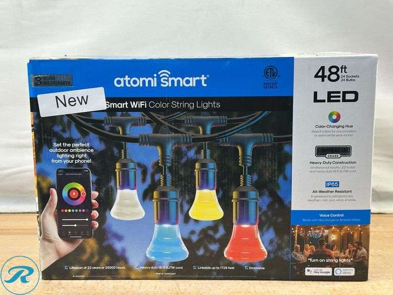 Atomi Smart: Wi-Fi Color String Lights, 48ft- New - Roller Auctions