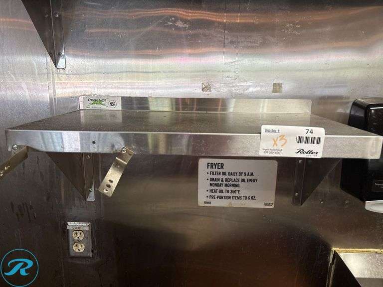 (3) Regency Commercial Space Solutions Stainless Steel Shelves, Models 600WS1236 and 600WS1224, 12″ x 36″, 12″ x 24″ - Roller Auctions