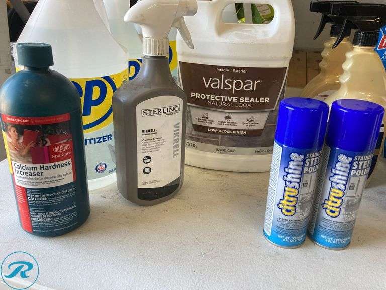 (29) New- Assorted chemical for home sanitizer ink and stain antifreeze moisture absorber grass killer etc. - Roller Auctions