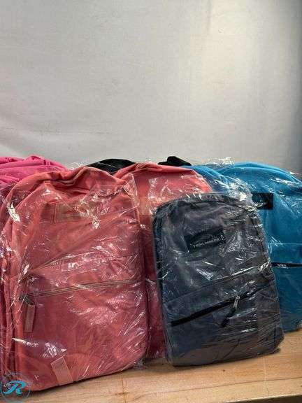(17) Trail maker: Classic Solid Assorted Color 17 Inch Backpack with Front Zipper, School Supply Kit New - Roller Auctions