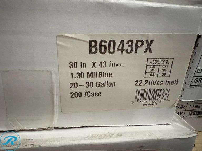 (3) Heritage Linear Low Density Health Care Can Liners, Soiled Linen, 30 gal, 1.3 mil, 30" x 43", Blue, 200/Carton (B6043PX) - New - Roller Auctions