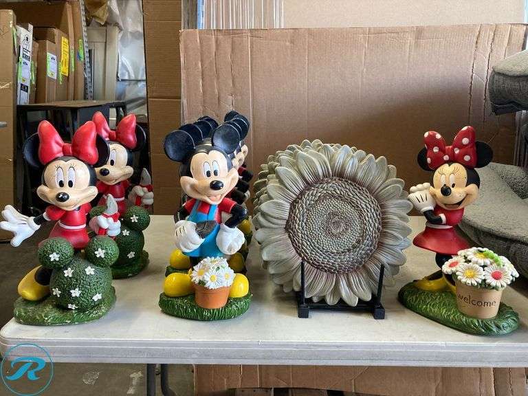 (13) New- Assorted Disney Green Gard Statue and Round Plastic stepping stone (some have scratches and 1 has damage see photos) - Roller Auctions