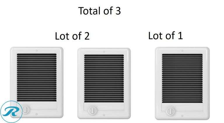(3) New- (2) Cadet Com-Pak Up to 2000-Watt 208/240 -Volt Heater fan Heater ( 4-in L x 12-in H Grille ) (1)Dimplex DCSC Up to 2000-Watt 240 -Volt Forced air Heater ( 4-in L x 12-in H Grille ) - Roller Auctions