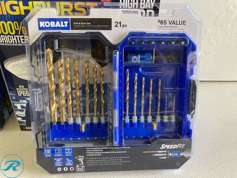 (6) New-Assorted Tools and lightening (high bay led shop light drill bit set, tape measure) - Roller Auctions